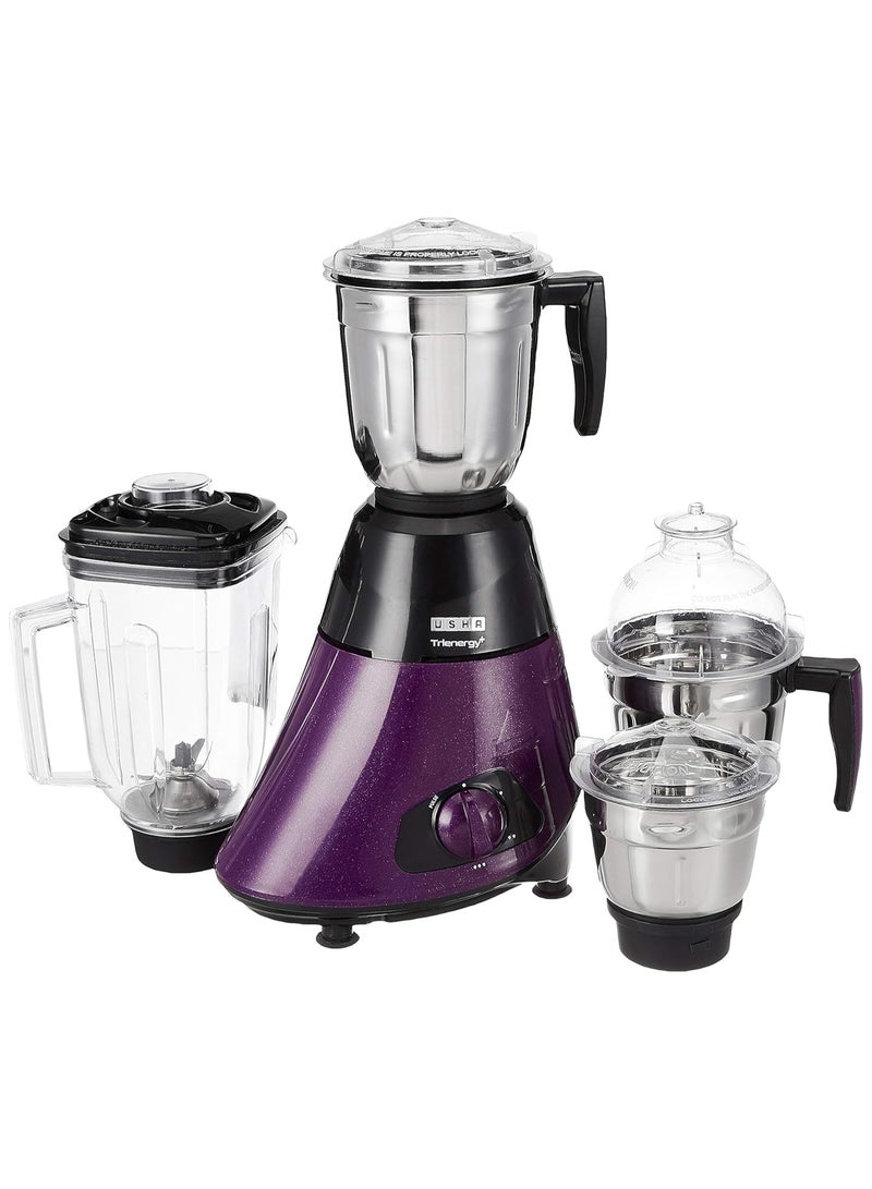 أوشا USHA Trienergy+ 800 Watt Powerful 100% Copper Motor 4 Jar Mixer Grinder with Unique Quadriflow Square Blender Jar for Faster Grinding&Smooth Blending||5 Years Warranty On Motor(Magenta,800 Watt) - Image 1